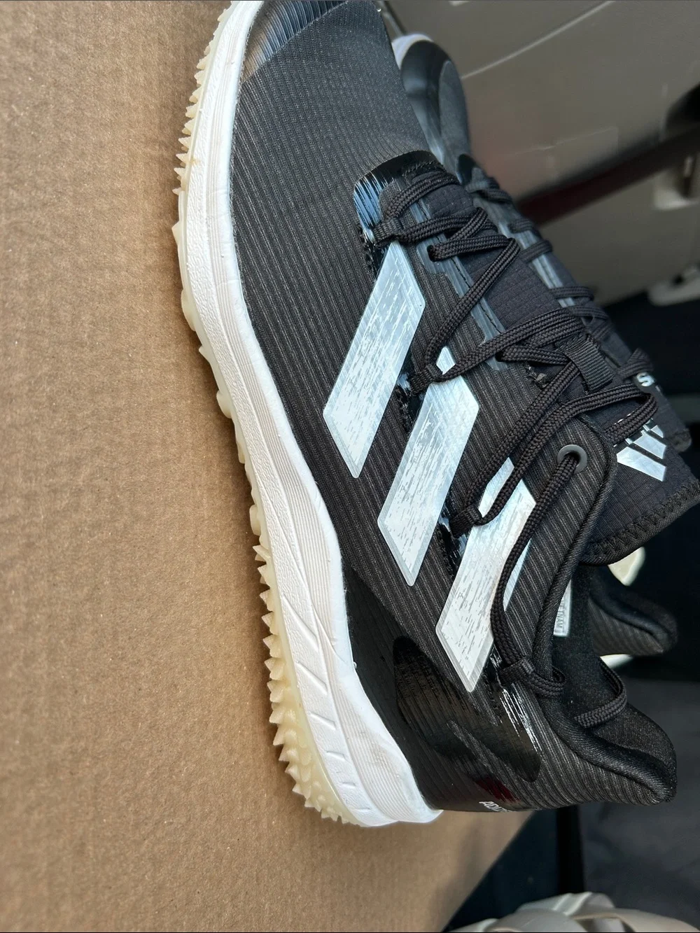 adidas Adizero Black Baseball Sneakers with White Soles